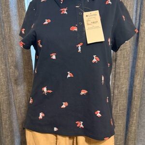 Columbia Navy Polo with Cocktail Pattern